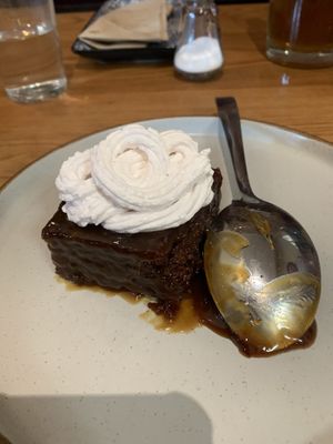 Banana & sticky toffee pudding (they had vegan whipped cream and cream to help yourself to also)  at The Barn Pub & Restaurant in Rugby