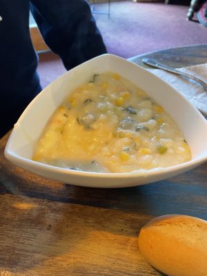 Sweetcorn chowder soup  at The Barn Pub & Restaurant in Rugby