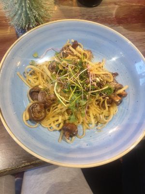 Mushroom linguine at The Barn Pub & Restaurant in Rugby