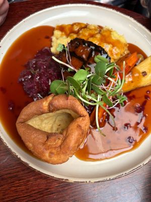 One plate for the second time and missing roast potatoes at The Barn Pub & Restaurant in Rugby