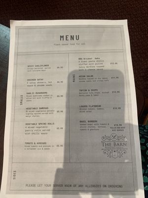 Menu Feb 24   at The Barn Pub & Restaurant in Rugby