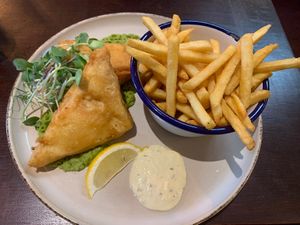 Tofish & ‘chips'  at The Barn Pub & Restaurant in Rugby