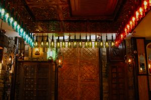 ambience lighting on dance floor roof at Donald Watson's Vegan Bar in Leicester