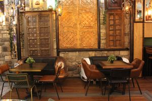 sofa seats made from Hindustan Ambassdor car bonnets & boots at Donald Watson's Vegan Bar in Leicester