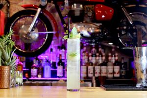 one of our signature cocktails at Donald Watson's Vegan Bar in Leicester