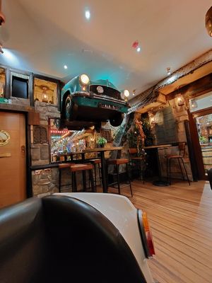 Cars in the wall! at Donald Watson's Vegan Bar in Leicester