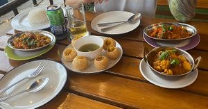 Pani puri, Channa masala, vegetable jalfreezi  at Pirates House @ Krabi Town in Krabi