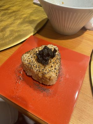 Broiled rice balls  at Vegan Izakaya NIJIYA 虹屋 in Kyoto