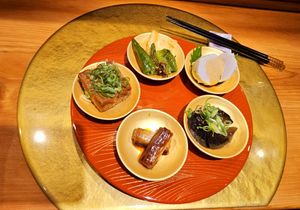 5 different "tapas" at Vegan Izakaya NIJIYA 虹屋 in Kyoto