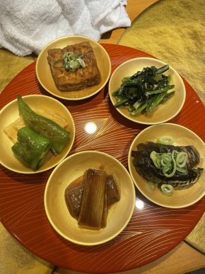 5 assortment   at Vegan Izakaya NIJIYA 虹屋 in Kyoto