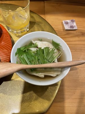 Dashi dumplings   at Vegan Izakaya NIJIYA 虹屋 in Kyoto