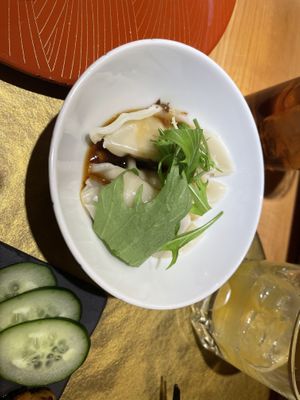 Soy sauce dumplings  at Vegan Izakaya NIJIYA 虹屋 in Kyoto