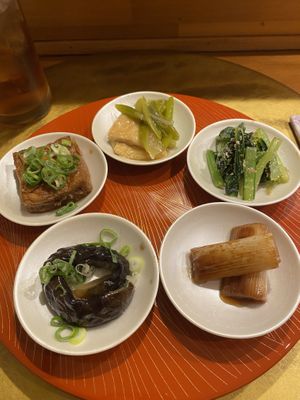 Obanzai set.   They were all soooo good!  at Vegan Izakaya NIJIYA 虹屋 in Kyoto