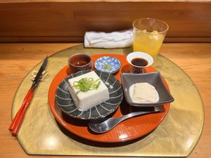 Yuzu tofu & Yuzu tofu skin   at Vegan Izakaya NIJIYA 虹屋 in Kyoto