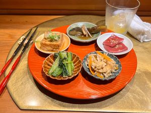 Obanzai 5 assortment   at Vegan Izakaya NIJIYA 虹屋 in Kyoto