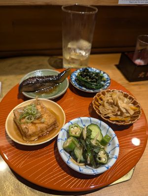 Obanzai 5 type veggie assortment. so yum! at Vegan Izakaya NIJIYA 虹屋 in Kyoto