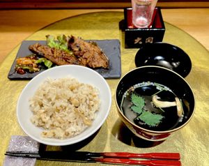 Seasened Rice and Soup  at Vegan Izakaya NIJIYA 虹屋 in Kyoto