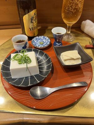 Yuzu Tofu and Yuba Tofu Skin - 9/10  at Vegan Izakaya NIJIYA 虹屋 in Kyoto