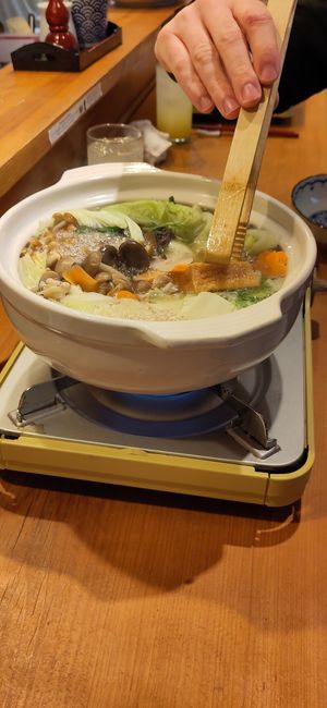 Nabe (didn't take a picture until after we started whoops) at Vegan Izakaya NIJIYA 虹屋 in Kyoto