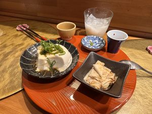 Yuzu tofu and yuba   at Vegan Izakaya NIJIYA 虹屋 in Kyoto