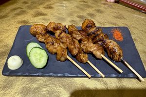 Vegan yakitori  at Vegan Izakaya NIJIYA 虹屋 in Kyoto