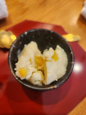Yuzu sorbet at Vegan Izakaya NIJIYA 虹屋 in Kyoto