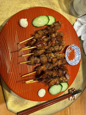 yakitori - incredible! Dip in the spices and it’s 15/10  at Vegan Izakaya NIJIYA 虹屋 in Kyoto