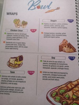 Part of the menu at Bowl Acai Bar in Puerto Ayora