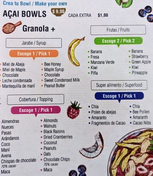 Menu 1 of 15, March 2023 at Bowl Acai Bar in Puerto Ayora