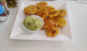 Patacones with guacamole at Bowl Acai Bar in Puerto Ayora