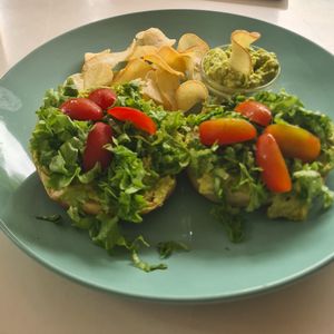 Avocado bagel at Bowl Acai Bar in Puerto Ayora