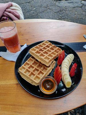 Waffles at Bowl Acai Bar in Puerto Ayora