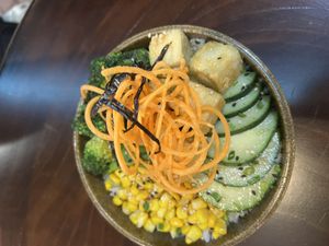 Poke Bowl - yummy !  at The Rock in Puerto Ayora