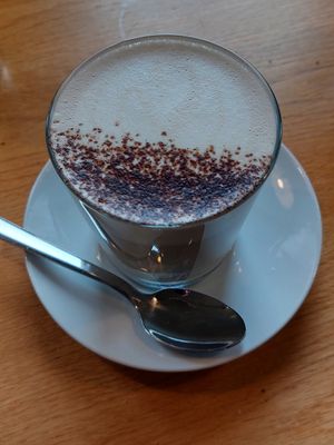 Chai latte with oat milk at Agáta Rösterei & Café in Mannheim