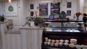 Counter with Grab & Go cooler at Essential Kitchen & Cafe in Gurnee