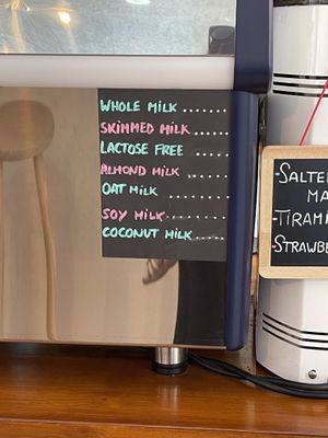 Milk options   at Vlend Coffee Shop in A Coruna