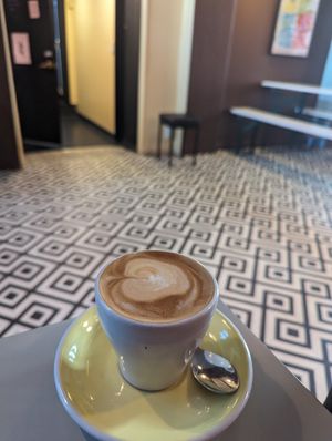 Nice oat flat white at Adjo in Dunedin