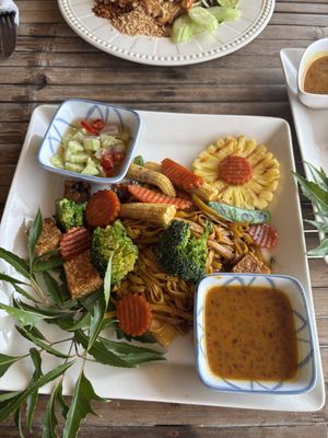 Fried noodles with veggies tempeh and satesauce  at SweetSoul Lanta in Krabi