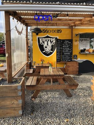 Outdoor tables nearby or by Methven  at Kopitos in Dundee