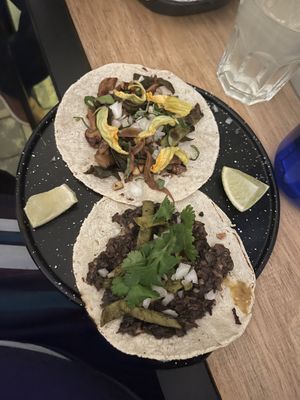 Alambre (top) and barbacoa (bottom)  at Herbívora in Oaxaca