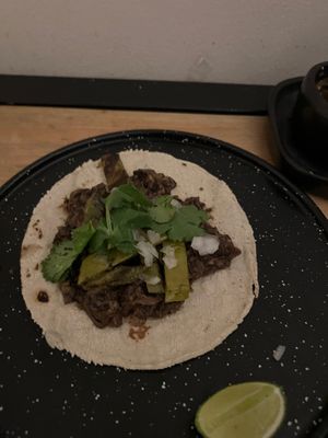 Barbacoa taco at Herbívora in Oaxaca