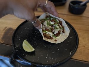 Papa Con Chorizo. Cute  at Herbívora in Oaxaca