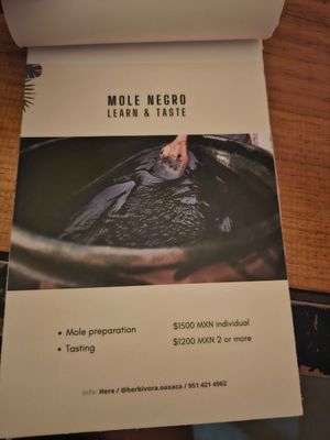 Menu at Herbívora in Oaxaca