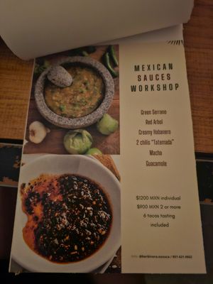 Menu at Herbívora in Oaxaca