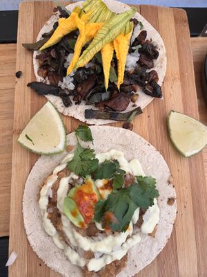 Top: alambre bottom : milanesa  at Herbívora in Oaxaca