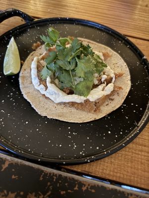 taco de milanesa  at Herbívora in Oaxaca