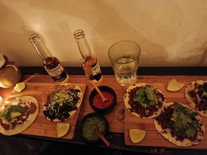Vegan tacos! at Herbívora in Oaxaca