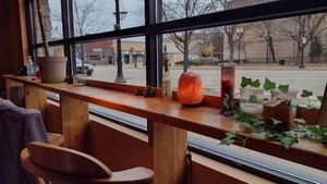 View from the bar is Jack Benny Park at The Raw Juice Bar in Waukegan