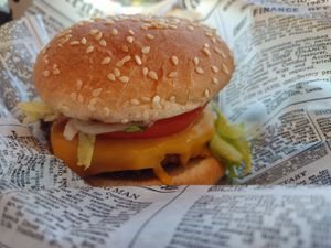 The most perfect melty cheeze on their cheezeburger at The Raw Juice Bar in Waukegan