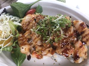 This was the baked lobster roll.   So Smokey and delicious!  at Sushi Vegan in Santa Monica